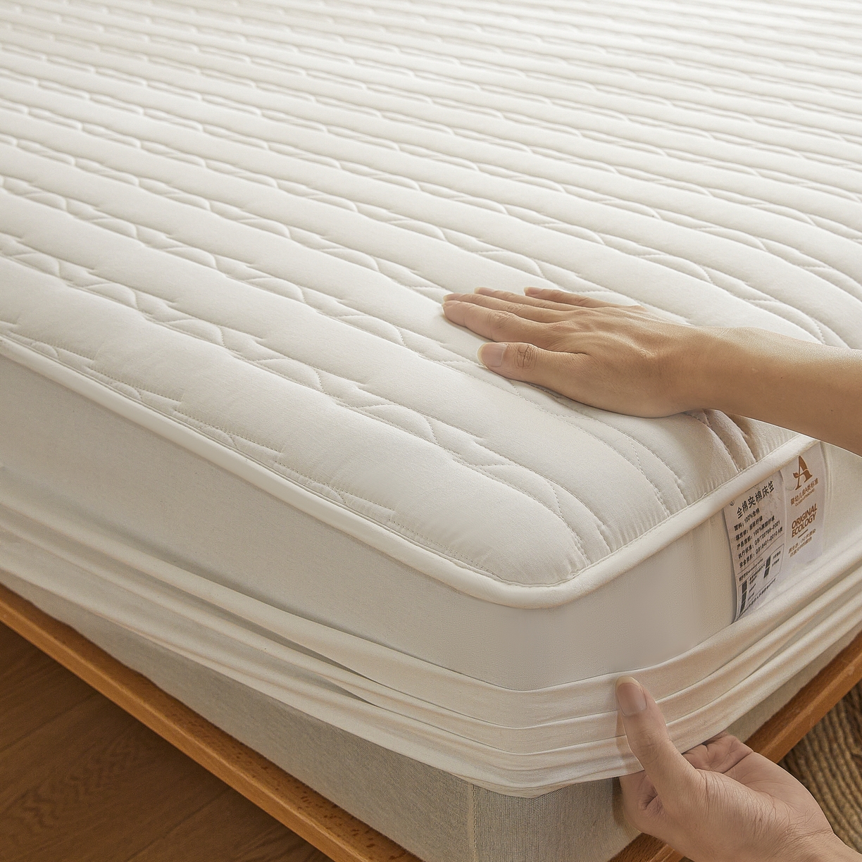 91家纺网 家纺一手货源 找家纺 （总）雪云美2025新款全棉夹棉床笠斜纹A类纯棉床罩可定制尺寸