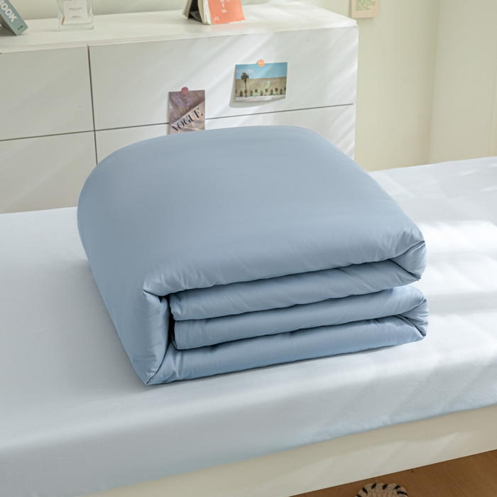 91家纺网 家纺一手货源 找家纺 涵宸家纺 2025新款全棉拼色纯色宿舍套件-米兰 米兰（湖兰+晨雾兰）