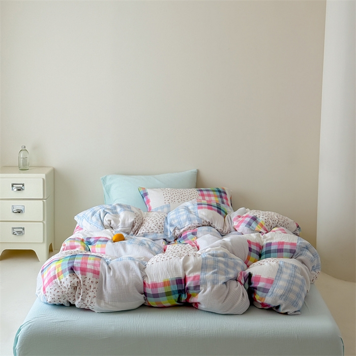 91家纺网 家纺一手货源 找家纺 （总）山舍家居 2025新款母婴级全棉双层皱皱纱四件套