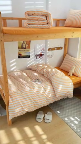 91家纺网 家纺一手货源 找家纺 DoDo 兜兜 2025新款全棉纯棉水洗棉学生三件套【可定做尺寸】    北辰-桔