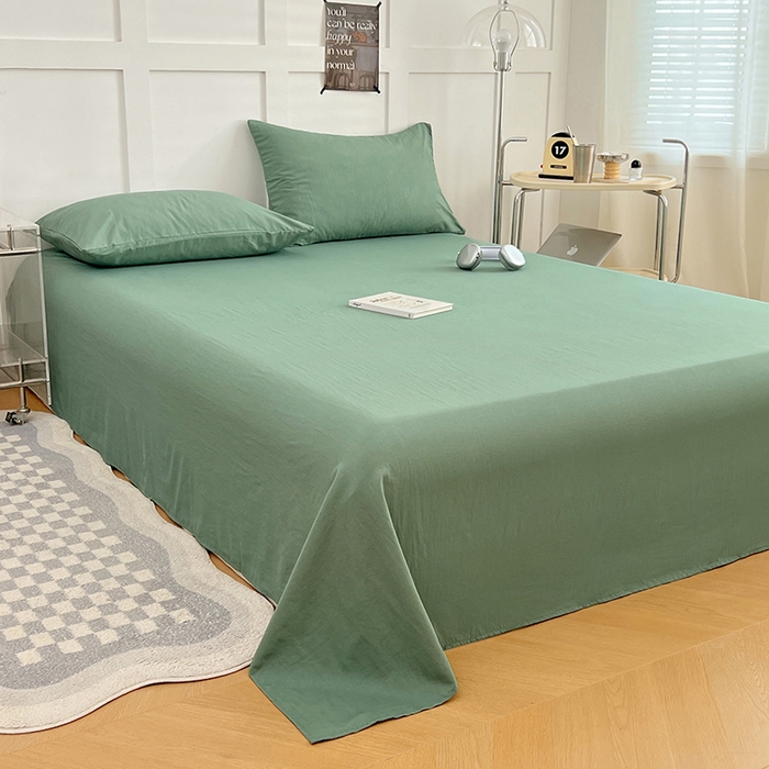 91家纺网 家纺一手货源 找家纺 卡迪熊家纺2025新款水洗m床单 橄榄绿