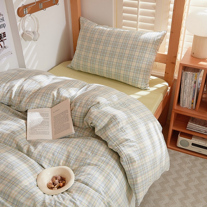 91家纺网 家纺一手货源 找家纺 DoDo 兜兜 2025新款全棉纯棉水洗棉学生三件套【可定做尺寸】    星空-绿