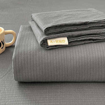 卡迪熊家纺2025新款木m双层纱床单 优雅灰