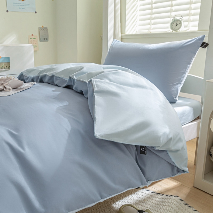 91家纺网 家纺一手货源 找家纺 （总）涵宸家纺 2025新款全棉拼色纯色宿舍套件-米兰