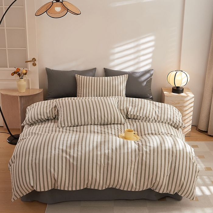 91家纺网 家纺一手货源 找家纺 DoDo 兜兜 2025新款全棉纯棉水洗棉四件套【可定做尺寸】 北辰-灰