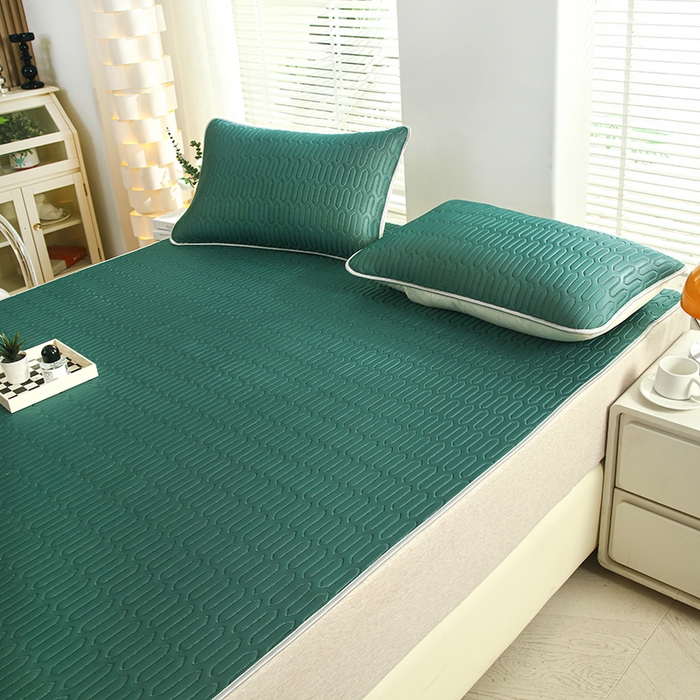 91家纺网 家纺一手货源 找家纺 天之悦家纺 2025新品记忆棉凉席三件套0.4cm家用学生宿舍凉席套件 绿色
