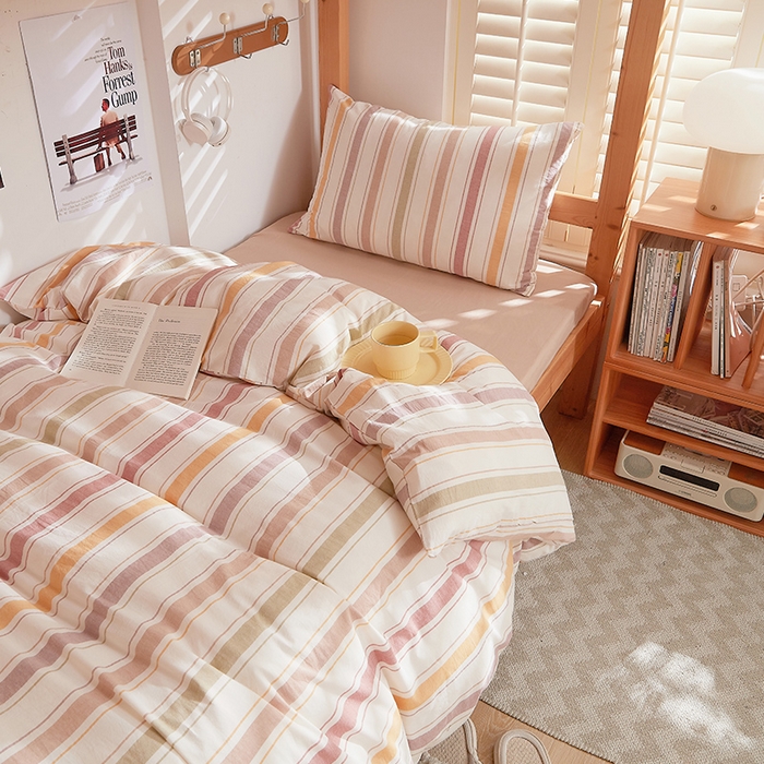 91家纺网 家纺一手货源 找家纺 DoDo 兜兜 2025新款全棉纯棉水洗棉学生三件套【可定做尺寸】    里威-深咖