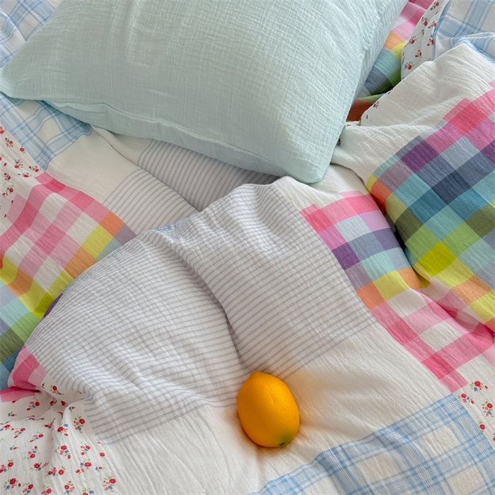 91家纺网 家纺一手货源 找家纺 （总）山舍家居 2025新款母婴级全棉双层皱皱纱四件套