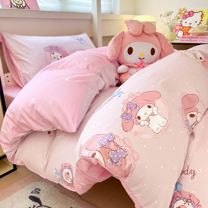 91家纺网 家纺一手货源 找家纺 暮思家居 2025新款三丽鸥授权全棉少女印花系列学生宿舍三件套四件套 小兔美乐蒂