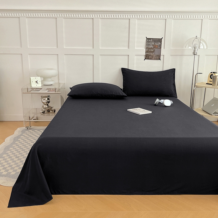 91家纺网 家纺一手货源 找家纺 卡迪熊家纺2025新款水洗m床单 耀夜黑