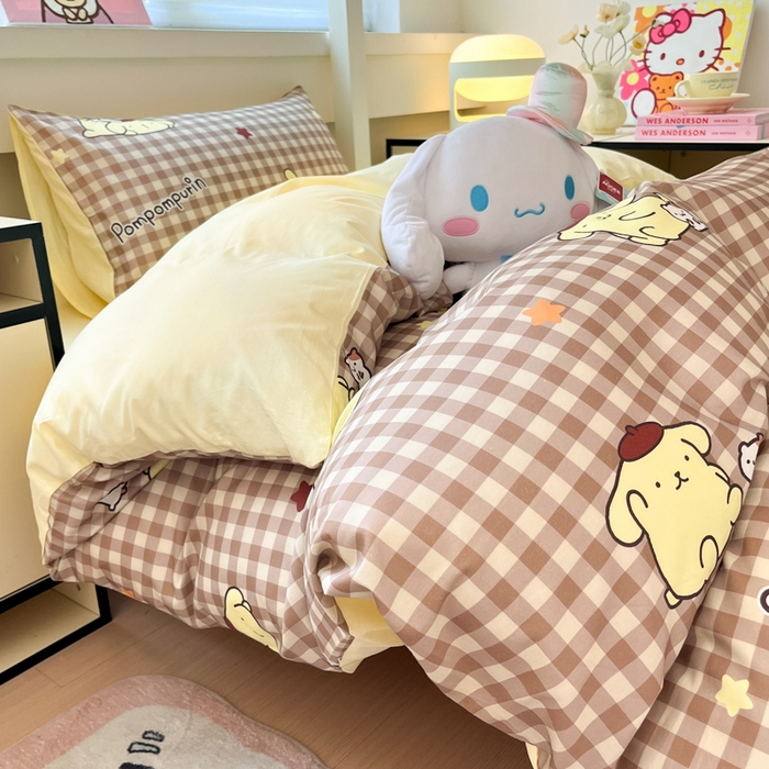 91家纺网 家纺一手货源 找家纺 暮思家居 2025新款三丽鸥授权全棉少女印花系列学生宿舍三件套四件套 可可布丁狗