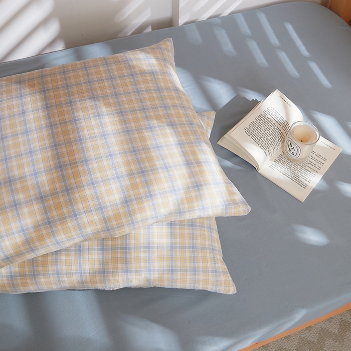 91家纺网 家纺一手货源 找家纺 DoDo 兜兜 2025新款全棉纯棉水洗棉学生三件套【可定做尺寸】    麦田-灰蓝