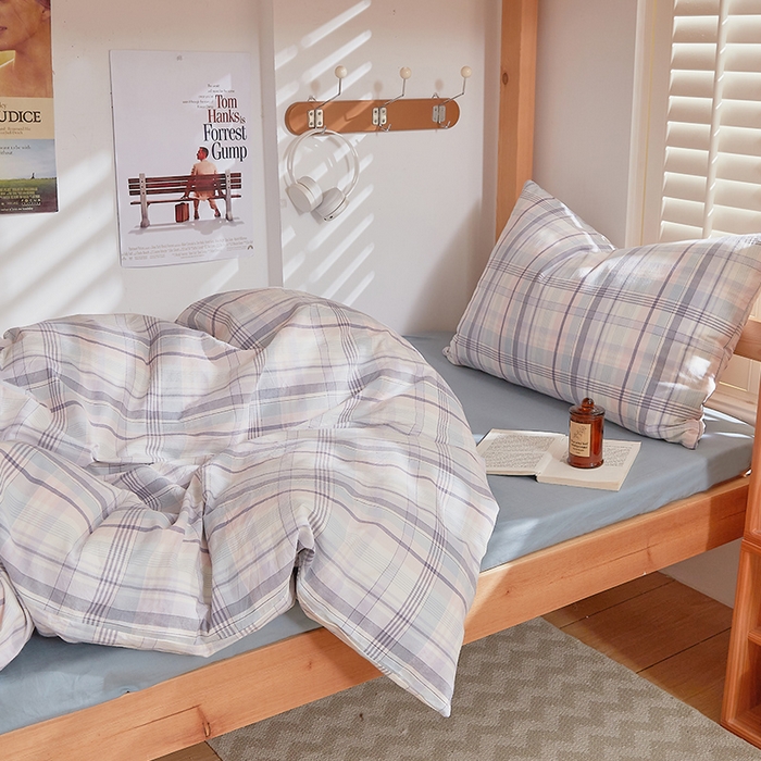 91家纺网 家纺一手货源 找家纺 DoDo 兜兜 2025新款全棉纯棉水洗棉学生三件套【可定做尺寸】    森沐-蓝