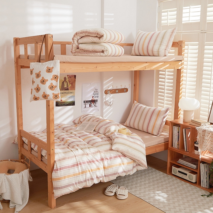 91家纺网 家纺一手货源 找家纺 DoDo 兜兜 2025新款全棉纯棉水洗棉学生三件套【可定做尺寸】    里威-深咖