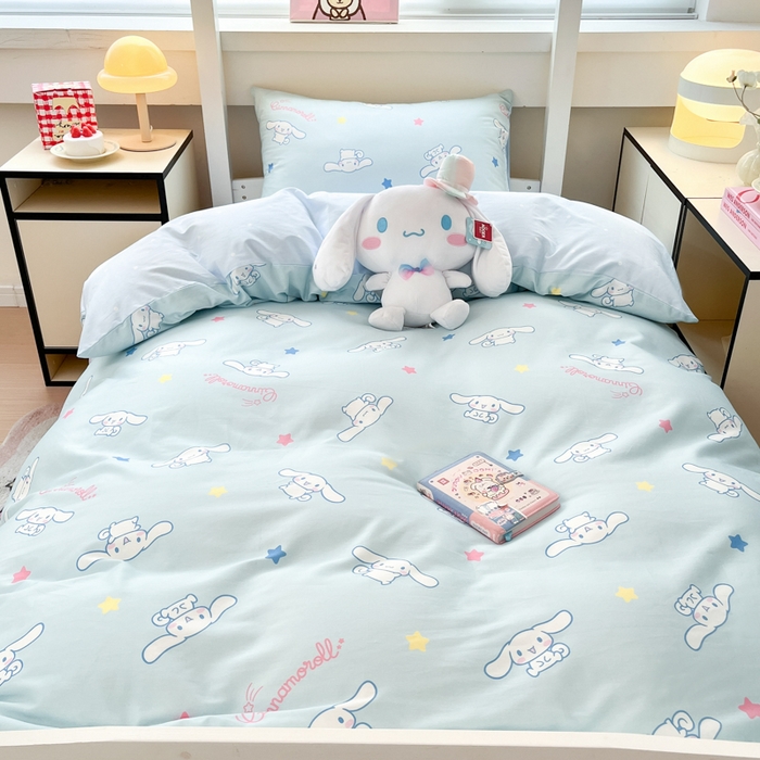 91家纺网 家纺一手货源 找家纺 暮思家居 2025新款三丽鸥授权全棉少女印花系列学生宿舍三件套四件套 星星玉桂狗