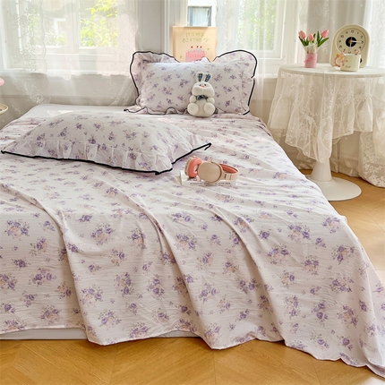 91家纺网 家纺一手货源 找家纺 （总）圣比熊 2025新款皱皱双层纱印花床单