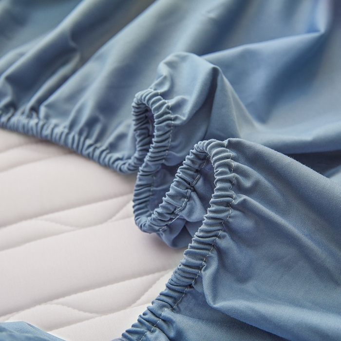 91家纺网 家纺一手货源 找家纺 雪云美2025新款全棉夹棉床笠斜纹A类纯棉床罩可定制尺寸 条纹 -蓝色