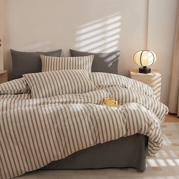 91家纺网 家纺一手货源 找家纺 DoDo 兜兜 2025新款全棉纯棉水洗棉四件套【可定做尺寸】 北辰-灰