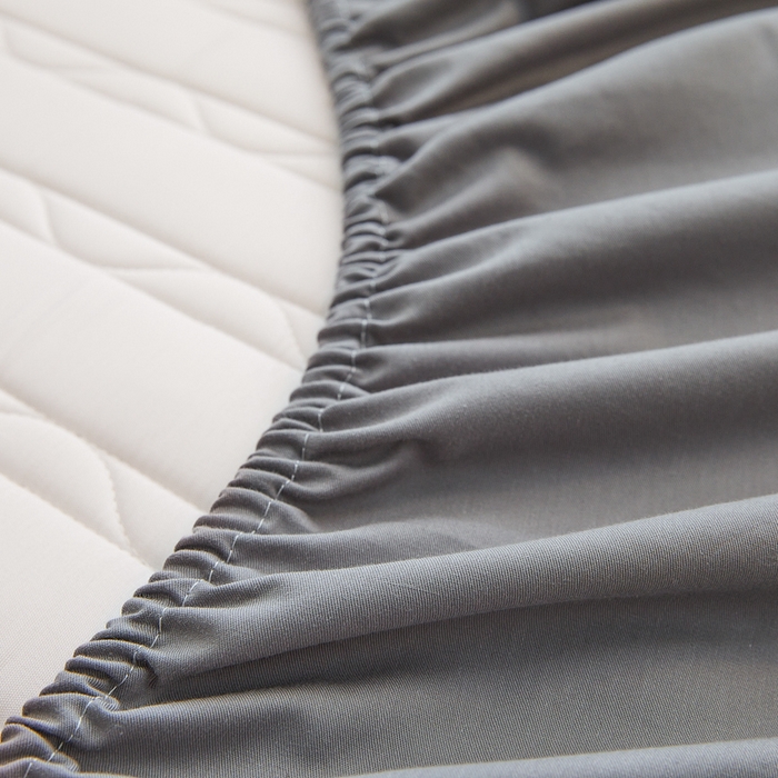 91家纺网 家纺一手货源 找家纺 雪云美2025新款全棉夹棉床笠斜纹A类纯棉床罩可定制尺寸 条纹- 灰色