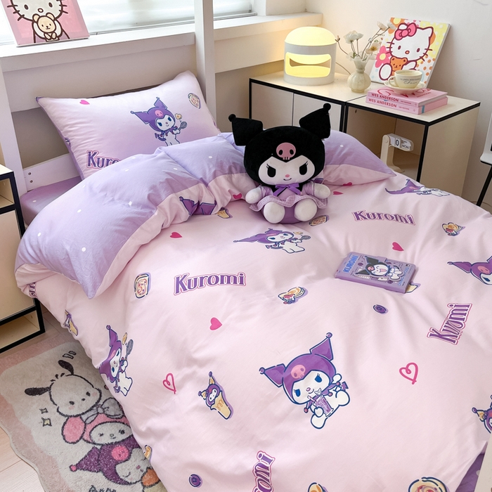 91家纺网 家纺一手货源 找家纺 （总）暮思家居 2025新款三丽鸥授权全棉少女印花系列学生宿舍三件套四件套