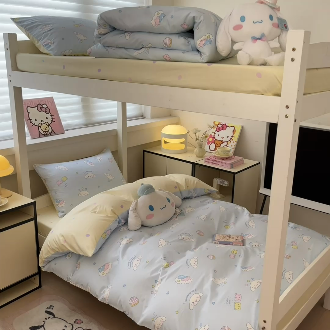 91家纺网 家纺一手货源 找家纺 暮思家居 2025新款三丽鸥授权全棉少女印花系列学生宿舍三件套四件套 云朵大耳狗