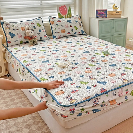 91家纺网 家纺一手货源 找家纺 （总）悦织湾家纺 2025新款小清新印花四季通用床笠非全棉学生宿舍床笠二三件套