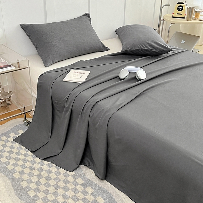 91家纺网 家纺一手货源 找家纺 卡迪熊家纺2025新款水洗m床单 银优灰