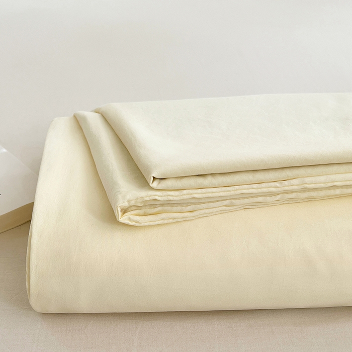 91家纺网 家纺一手货源 找家纺 卡迪熊家纺2025新款水洗m床单 奶黄