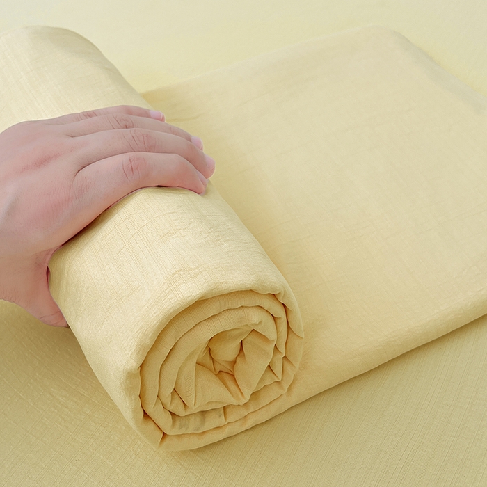 91家纺网 家纺一手货源 找家纺 卡迪熊家纺2025新款木m双层纱床单 柠檬黄