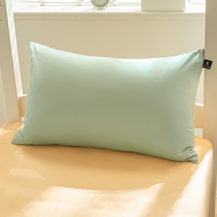 91家纺网 家纺一手货源 找家纺 涵宸家纺 2025新款全棉拼色纯色宿舍套件-米兰 米兰（月光绿+浅黄）