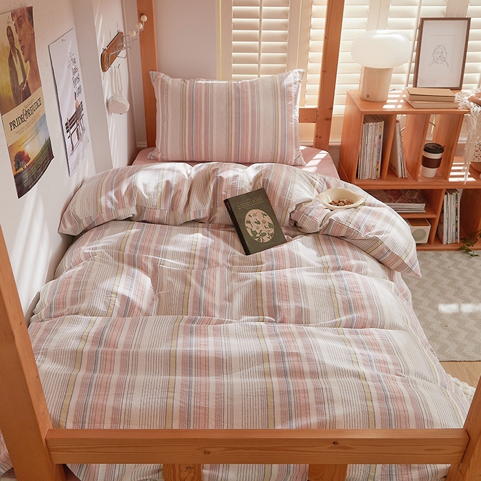 91家纺网 家纺一手货源 找家纺 DoDo 兜兜 2025新款全棉纯棉水洗棉学生三件套【可定做尺寸】    米拉-粉