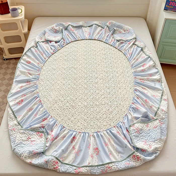 91家纺网 家纺一手货源 找家纺 悦织湾家纺 2025新款小清新印花四季通用床笠非全棉学生宿舍床笠二三件套 甜雾予月