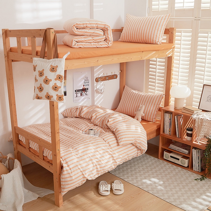 91家纺网 家纺一手货源 找家纺 DoDo 兜兜 2025新款全棉纯棉水洗棉学生三件套【可定做尺寸】    北辰-桔