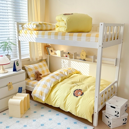 梧桐树 2025新款纯色双拼学生三件套 派对熊-奶油黄