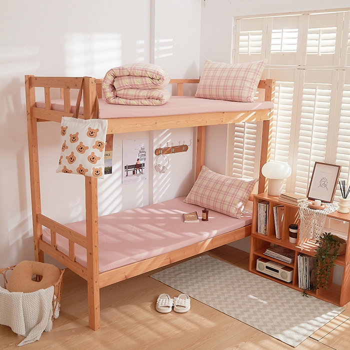 91家纺网 家纺一手货源 找家纺 DoDo 兜兜 2025新款全棉纯棉水洗棉学生三件套【可定做尺寸】    曼达-粉