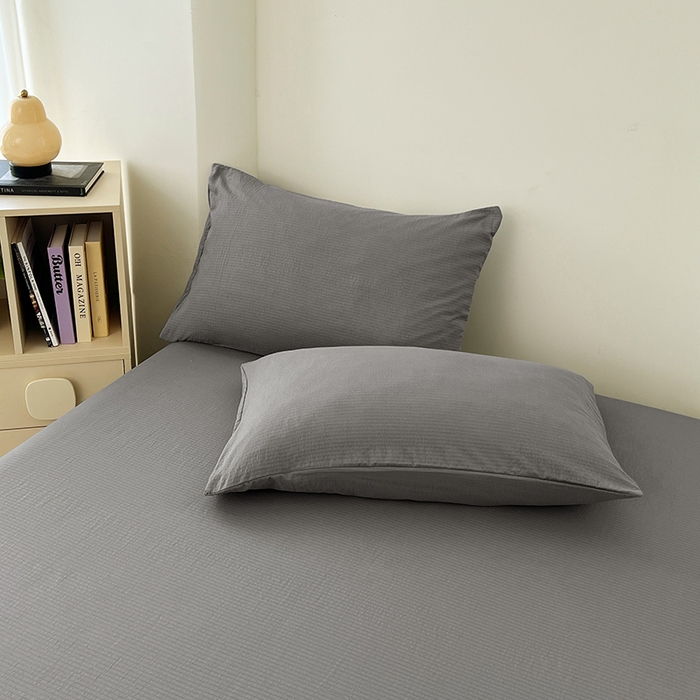 91家纺网 家纺一手货源 找家纺 卡迪熊家纺2025新款木m双层纱床单 优雅灰