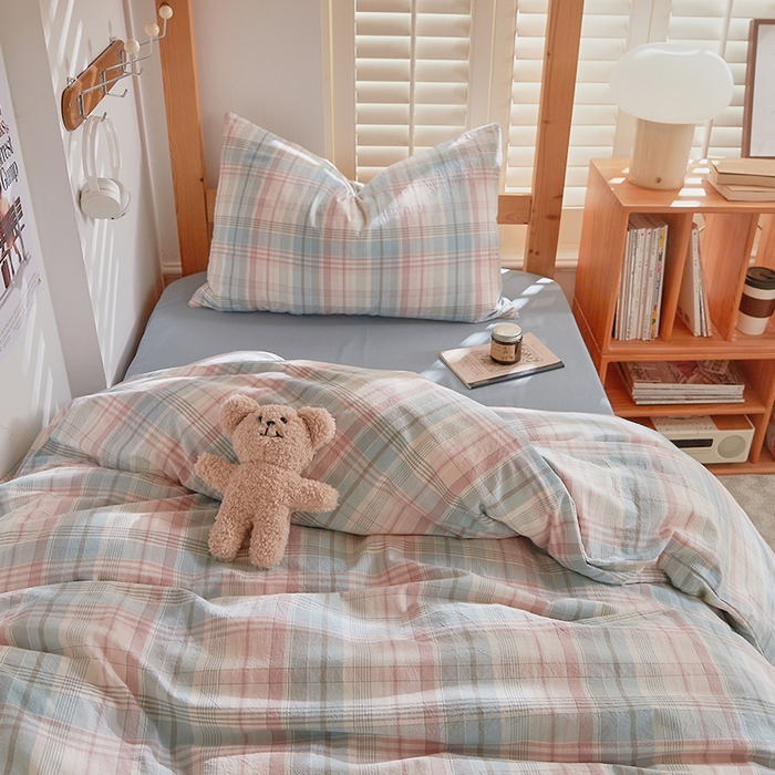 91家纺网 家纺一手货源 找家纺 DoDo 兜兜 2025新款全棉纯棉水洗棉学生三件套【可定做尺寸】    森沐-绿