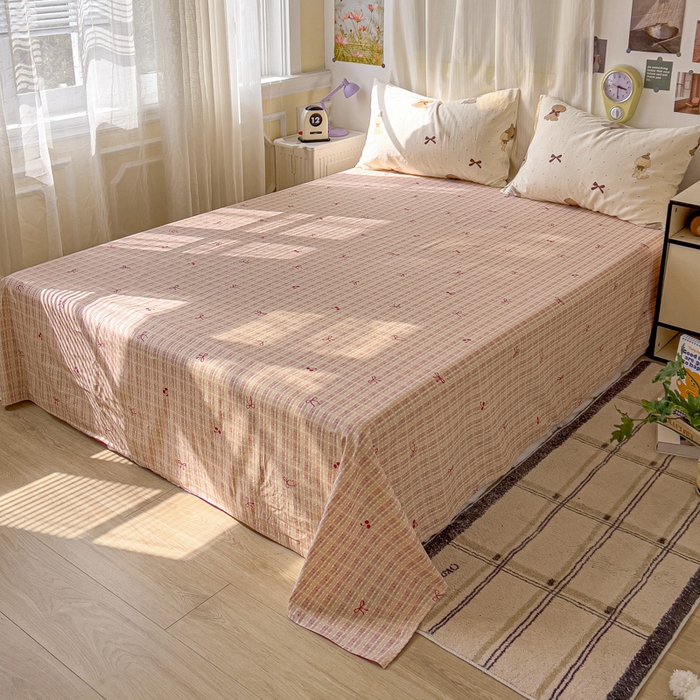 91家纺网 家纺一手货源 找家纺 耀悦家纺 2025新款13070全棉印花四件套 优雅蝴蝶结小狗