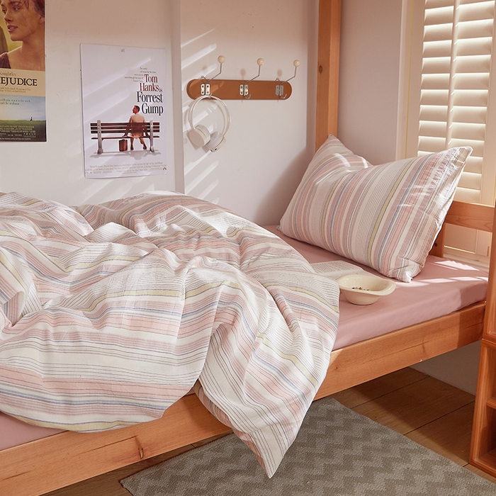 91家纺网 家纺一手货源 找家纺 DoDo 兜兜 2025新款全棉纯棉水洗棉学生三件套【可定做尺寸】    米拉-粉