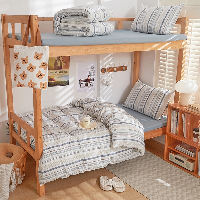 91家纺网 家纺一手货源 找家纺 DoDo 兜兜 2025新款全棉纯棉水洗棉学生三件套【可定做尺寸】    米拉-蓝