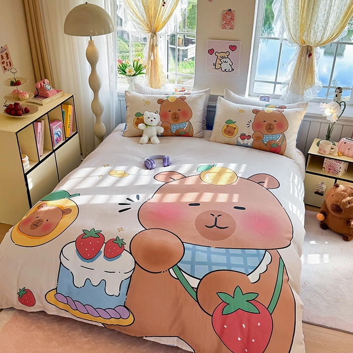 91家纺网 家纺一手货源 找家纺 馨语家居 2025新款全棉双层纱四件套 幸运巴拉