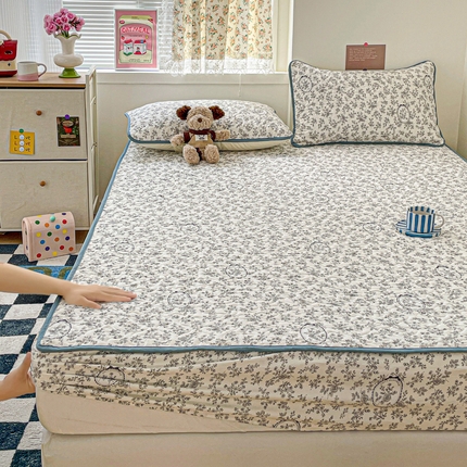 91家纺网 家纺一手货源 找家纺 （总）悦织湾家纺 2025新款小清新印花四季通用床笠非全棉学生宿舍床笠二三件套