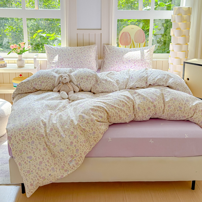 91家纺网 家纺一手货源 找家纺 耀悦家纺 2025新款13070全棉印花四件套 花园兔兔