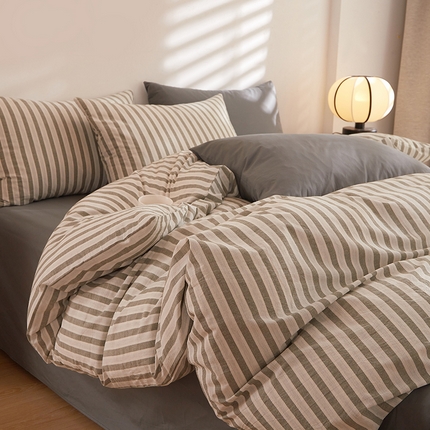 DoDo 兜兜 2025新款全棉纯棉水洗棉四件套【可定做尺寸】 北辰-灰