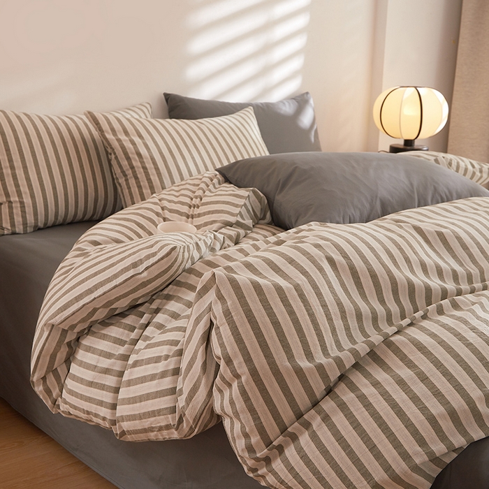 91家纺网 家纺一手货源 找家纺 DoDo 兜兜 2025新款全棉纯棉水洗棉四件套【可定做尺寸】 北辰-灰