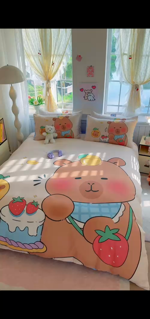 91家纺网 家纺一手货源 找家纺 馨语家居 2025新款全棉双层纱四件套 幸运巴拉