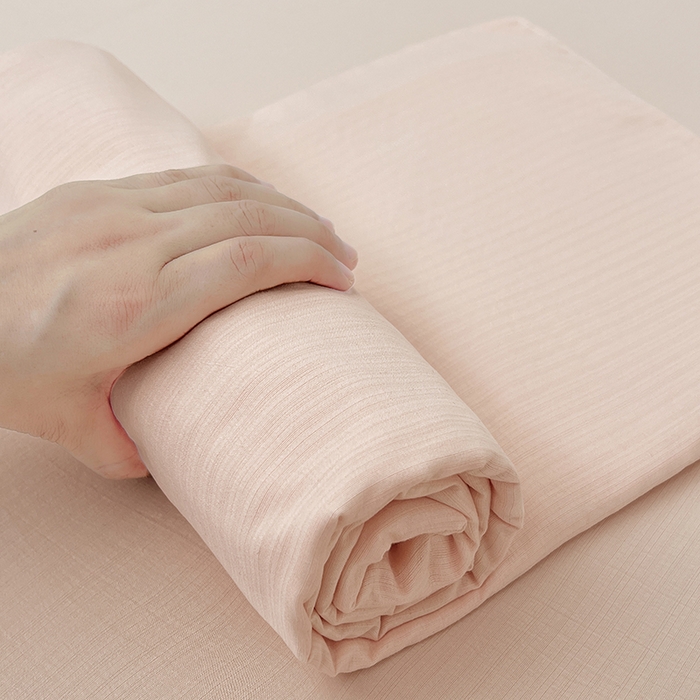 91家纺网 家纺一手货源 找家纺 卡迪熊家纺2025新款木m双层纱床单 肉桂粉