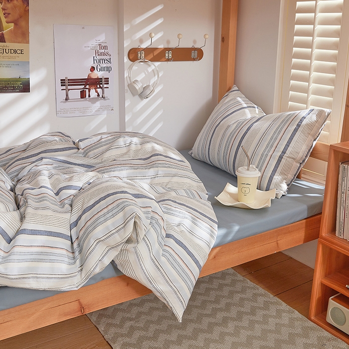 91家纺网 家纺一手货源 找家纺 DoDo 兜兜 2025新款全棉纯棉水洗棉学生三件套【可定做尺寸】    米拉-蓝