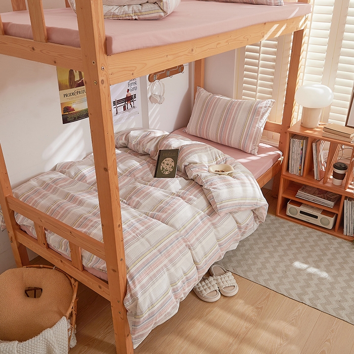 91家纺网 家纺一手货源 找家纺 DoDo 兜兜 2025新款全棉纯棉水洗棉学生三件套【可定做尺寸】    米拉-粉