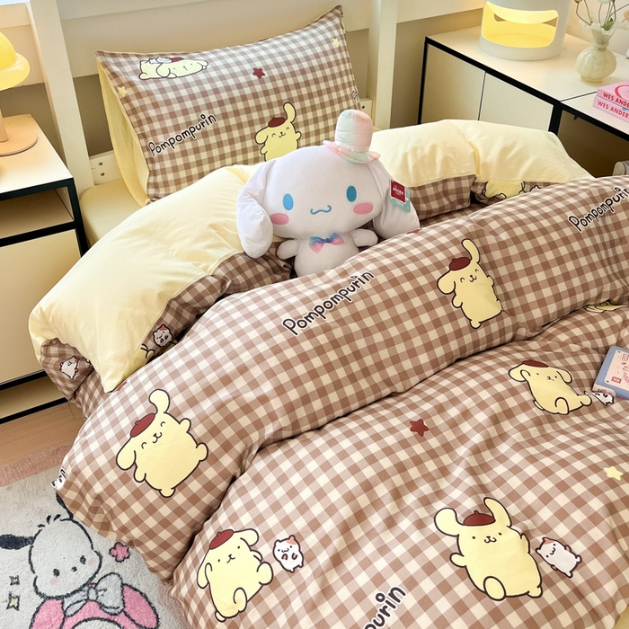 91家纺网 家纺一手货源 找家纺 暮思家居 2025新款三丽鸥授权全棉少女印花系列学生宿舍三件套四件套 可可布丁狗